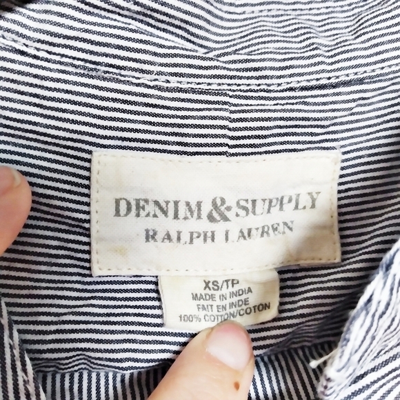 Denim & Supply Striped Cotton Button Down Shirt XS - Picture 5 of 6
